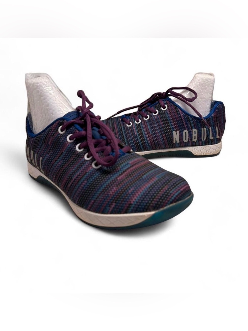 NOBULL Purple/Blue Striped Trainers - Size 7